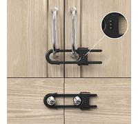 Paquete de 4 cerraduras de código para puerta corredera de armario a prueba de niños, cerraduras de seguridad ajustables en forma de U para perilla, manijas de cajones, clóset, palstic (4 unidades