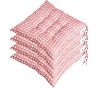 Paquete de 4 cojines para exterior con correas de sujeción, 40 x 40 cm, antideslizantes y duraderos, con diseño de rayas suaves para sillas de comedor, cocina, patio y jardín (cuadros en polvo).