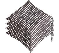 Paquete de 4 cojines para exterior con correas de sujeción, 40 x 40 cm, antideslizantes y duraderos, con diseño de rayas suaves para sillas de comedor, cocina, patio y jardín (cuadros grises).