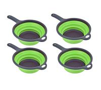 Paquete de 4 coladores plegables con asa, colador redondo plegable para Pasta, verduras, frutas (Verde)