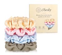 Paquete de 4 coleteros de seda de morera, lazos de seda de 19 momme, coleteros de satén para dormir el cabello, sin daño, para mujeres y niñas, regalos rosas