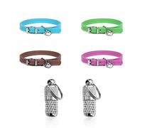 Paquete de 4 collares de cuero para mascotas con campana ajustable, hebilla de seguridad, liberación rápida, lindos collares para gatitos (4 colores)