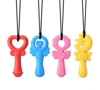 Paquete de 4 collares sensoriales de silicona para adultos y niños, para aliviar el estrés, juguetes masticables, herramientas suaves para la ansiedad, autismo, terapia de TDAH, uso escolar en casa