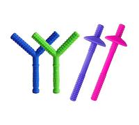 Paquete de 4 collares sensoriales para masticar, juego de juguetes masticables de silicona de grado alimenticio, mordedor masticable con motor oral con cuerda para niños, niñas, dentición, ansiedad,