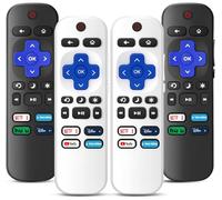 Paquete de 4 controles remotos de repuesto solo para Roku TV, compatible con todos los TCL/Hisense/Onn/Sharp/Philips / (no para Roku Stick/Box/Altavoz) (Obsidian Black & Glacier White)