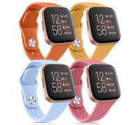 Paquete de 4 correas de silicona compatibles con Fitbit Versa 2 / Versa Band/Lite/SE, correas suaves clásicas de repuesto para mujeres y hombres (4 unidades K)