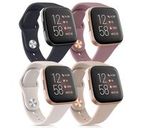 Paquete de 4 correas de silicona compatibles con Fitbit Versa 2 / Versa Band/Lite/SE, correas suaves clásicas de repuesto para mujeres y hombres (4 unidades J)