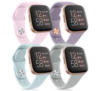 Paquete de 4 correas de silicona compatibles con Fitbit Versa 2 / Versa/Versa Lite/Versa SE, correas suaves clásicas de repuesto para mujeres y hombres (4 unidades D)
