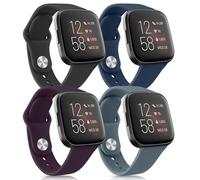 Paquete de 4 correas de silicona compatibles con Fitbit Versa 2 / Versa/Versa Lite/Versa SE, correas suaves clásicas de repuesto para mujeres y hombres (4 unidades E)