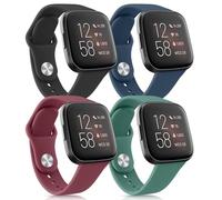Paquete de 4 correas de silicona compatibles con Fitbit Versa 2 / Versa/Versa Lite/Versa SE, correas suaves clásicas de repuesto para mujeres y hombres (paquete de 4)