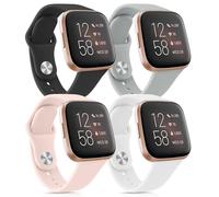 Paquete de 4 correas de silicona compatibles con Fitbit Versa 2 / Versa/Versa Lite/Versa SE, correas suaves clásicas de repuesto para mujeres y hombres (4 unidades A)