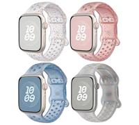 Paquete de 4 correas deportivas para Apple Watch de 38 mm, 40 mm, 41 mm, 42 mm, 44 mm, 45 mm, 46 mm, 49 mm, correa de repuesto de silicona suave transpirable e impermeable para iWatch Ultra Series 10