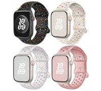 Paquete de 4 correas deportivas para Apple Watch de 38 mm, 40 mm, 41 mm, 42 mm, 44 mm, 45 mm, 46 mm, 49 mm, correa de repuesto de silicona suave transpirable e impermeable para iWatch Ultra Series 10