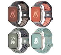 Paquete de 4 correas deportivas para Apple Watch de 38 mm, 40 mm, 41 mm, 42 mm, 44 mm, 45 mm, 46 mm, 49 mm, correa de repuesto de silicona suave transpirable e impermeable para iWatch Ultra Series 10