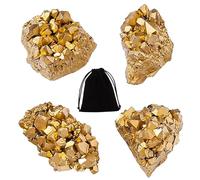 Paquete De 4 Cristales Irregulares Y 1 Bolsa De Almacenamiento, Cristales Dorados, Materiales Para Manualidades Diy, Adornos Decorativos