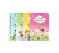 Paquete de 4 cuadernos de entrenamiento de escritura ranurados para niños, reutilizables, se aplican a aulas de escuela en casa