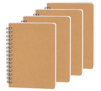 Paquete de 4 cuadernos en espiral A6 con giro a izquierda y derecha, cuadernos encuadernados de alambre, diario rayado de papel kraft de bolsillo, 100 páginas cada uno (50 hojas), espacio de líneas de