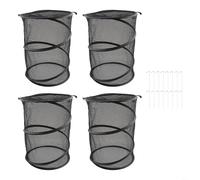 Paquete de 4 cubiertas de protección para plantas desplegables, red de malla plegable con estacas para heladas, plagas y viento, escudo portátil de invernadero de 13 x 19.7 pulgadas (negro)