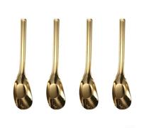 Paquete de 4 cucharas de acero inoxidable 316 con agarre cómodo, perfectas para servir y disfrutar de tus comidas favoritas (dorado grande)
