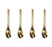 Paquete de 4 cucharas de acero inoxidable 316 con agarre cómodo, perfectas para servir y disfrutar de tus comidas favoritas (dorado pequeño)