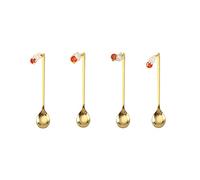 Paquete de 4 cucharas de helado con temática de Año Nuevo, cucharas agitadoras de acero inoxidable, cuchara de café, mezcla de postres para cocina, postre de acero inoxidable