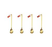 Paquete de 4 cucharas de helado con temática de Año Nuevo, cucharas agitadoras de acero inoxidable, cuchara de café, mezcla de postres para cocina, postre de acero inoxidable