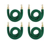 Paquete de 4 cuerdas de barrera de terciopelo verde con cierres dorados, gestión de colas premium para hoteles, restaurantes y eventos, barreras de seguridad para control de visitantes