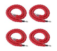 Paquete de 4 cuerdas de cáñamo rojo con ganchos plateados, 0,5 m, 1 m, 1,4 m, para ferias, clubes, centros comerciales y eventos, duraderas y elegantes