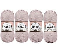 Paquete de 4 cuerdas de tejer NAKO Pirlanta cada madeja (bola) 3.5 onzas (100 g) Amigurumi o hilo de bebé (polvo beige 2250)