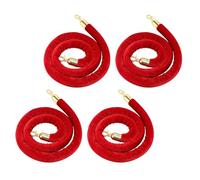 Paquete de 4 cuerdas de terciopelo rojo con ganchos dorados para control de multitudes para fiestas y alfombras rojas, cuerdas de barrera trenzadas VIP (tamaño de 0,9 m)