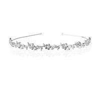Paquete de 4 diademas de boda con diamantes de imitación para novias, damas de honor, corona de hojas de flores de cristal plateado, diadema para niñas y mujeres, diadema de decoración de moda (color