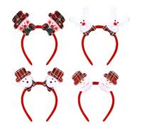 Paquete de 4 diademas navideñas con luces LED para niños y adultos con diseño de Papá Noel muñeco de nieve reno y luces LED