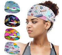 Paquete de 4 diademas retro de neón para mujer, estilo años 80 y 90, para yoga, deportes, fiesta, senderismo, ciclismo, correr, accesorios suaves y versátiles para el cabello para hombres y mujeres