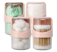 Paquete de 4 dispensadores giratorios para hisopos de algodón, maquillaje y accesorios para el cabello, organizador de tocador con botes para púas de hilo dental, bolas de algodón, accesorios