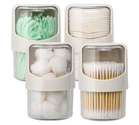 Paquete de 4 dispensadores giratorios para hisopos de algodón, maquillaje y accesorios para el cabello, organizador de tocador con botes para púas de hilo dental, bolas de algodón, accesorios