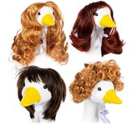 Paquete de 4 divertidas pelucas para disfraz de gansos para mascotas, fáciles de llevar, materiales suaves, accesorios de vestir de fiesta, pelucas de poliéster suave para mascotas