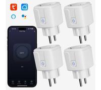 Paquete de 4 enchufes inteligentes de 16 A con control por aplicación, toma de corriente WiFi, función de temporizador, compatible con enchu