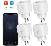 Paquete de 4 enchufes inteligentes WiFi con control por aplicación, función de temporizador, 16 A, 3520 W, enchufe inalámbrico para automati