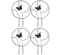 Paquete de 4 enrejados de metal para plantas trepadoras, soportes de estacas de jardín de 30 x 40 cm para rosas de hiedra Monstera, soporte de soporte de fácil montaje, negro (mariposa)