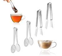 Paquete de 4 exprimidor de bolsas de té de acero inoxidable, colador de pinzas para bolsas, agarrador de bolsas de té de mango largo, piezas sólidas y coladoras para bolsitas de té, cubitos de hielo