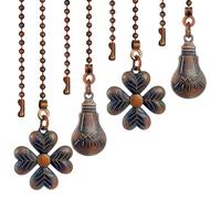 Paquete de 4 extensiones de cadena de ventilador de techo, bombilla de 12 pulgadas y cadenas colgantes en forma de trébol de la suerte para ventiladores de techo y luces, extensores decorativos con