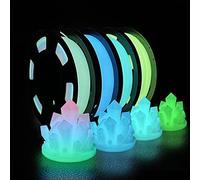 Paquete de 4 filamentos para impresora 3D, filamento que brilla en la oscuridad multicolor, verde, azul y azul verdoso, filamento PLA de 1.75 mm, precisión dimensional +/- 0.02 mm, 250 g