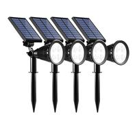 Paquete de 4 focos solares para exteriores, luces de paisaje ultra brillantes con paneles ajustables, RGB y blanco cálido, luces de jardín resistentes a la intemperie para caminos, patios y patios