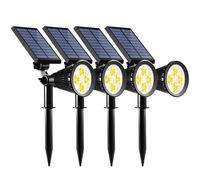 Paquete de 4 focos solares para exteriores, ultrabrillantes, resistentes a la intemperie, con paneles ajustables, RGB y blanco cálido, para jardines, caminos, césped y patios