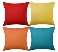 Paquete de 4 fundas de almohada decorativas impermeables para exteriores, cuadradas, para patio, balcón, jardín, funda de almohada con revestimiento de poliuretano para sofá, cama, patio, sofá, tienda