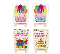 Paquete de 4 fundas para sillas de feliz cumpleaños, 19.6 x 23.6 pulgadas, reutilizables, lavables, de poliéster, divertidas impresiones de pastel y globos para fiestas de aula, decoraciones de