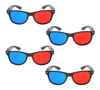 Paquete de 4 gafas 3D rojas y azules Universal TV Movie Dimensional Video Frame DVD Game