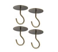 Paquete de 4 ganchos de techo de acero inoxidable para colgar plantas, linternas, comederos y decoración en el hogar, jardín, patio (bronce)