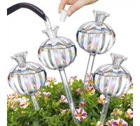 Paquete de 4 globos de riego de plantas, dispositivos de riego automático, sistema de riego de bulbos de vidrio, alimentador de goteo para interiores, kit de cuidado de plantas de vacaciones para