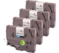 Paquete de 4 grifos de impresora de etiquetas para Brother de 12 mm, 0.47 pulgadas, color blanco, compatible con cinta de etiquetas de repuesto para P Touch Tze-231